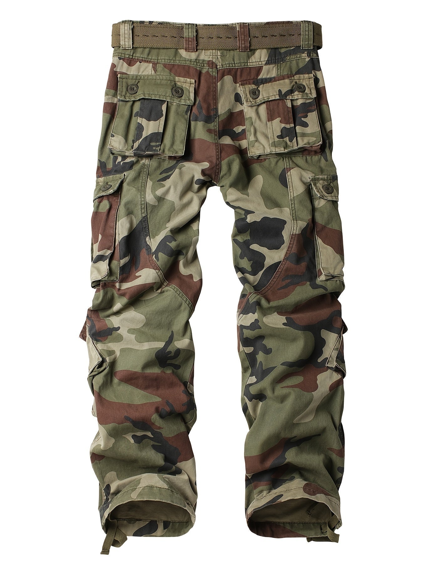 Mens Cotton Camo Cargo Pants - Durable & Stylish with Multi - Flap Pockets - Straight Leg, Loose Fit Tactical Pants for Outdoor Adventures, Work, Hiking, Fishing & Angling - Tactinest.com