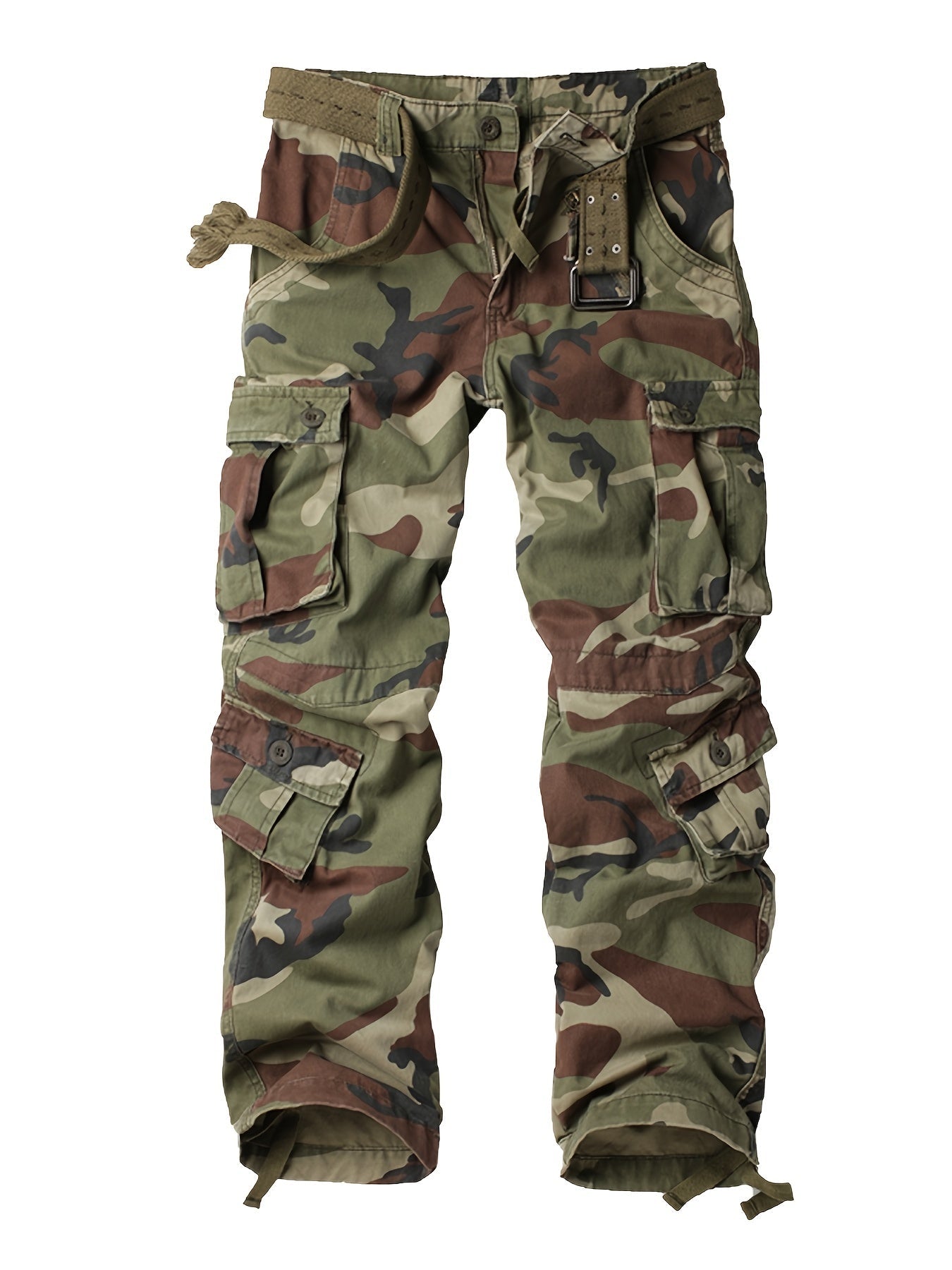 Mens Cotton Camo Cargo Pants - Durable & Stylish with Multi - Flap Pockets - Straight Leg, Loose Fit Tactical Pants for Outdoor Adventures, Work, Hiking, Fishing & Angling - Tactinest.com