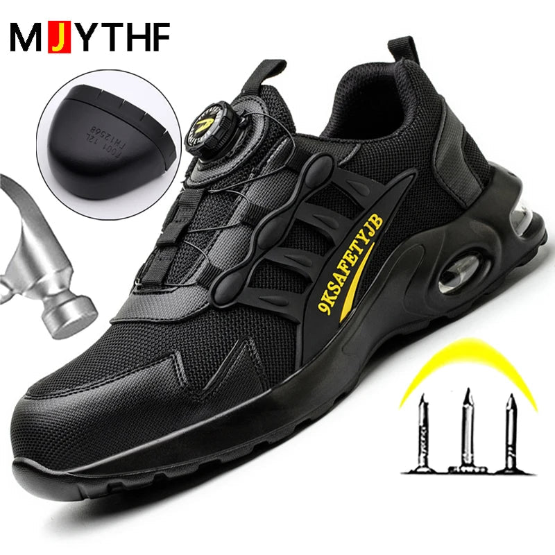 Men's Rotating Button Safety Shoes Steel Toe Work Sneakers Indestructible Shoes Puncture - Proof work Boots Air Cushion Men Boots - Tactinest.com