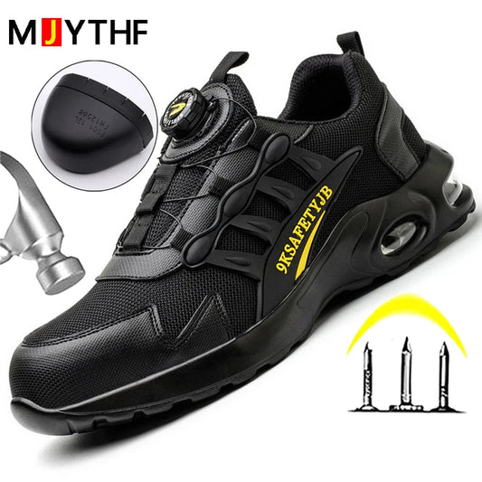 Men's Rotating Button Safety Shoes Steel Toe Work Sneakers Indestructible Shoes Puncture - Proof work Boots Air Cushion Men Boots - Tactinest.com