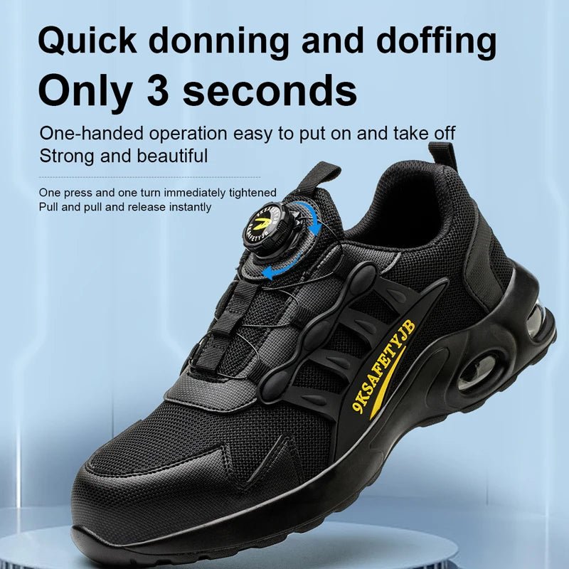 Men's Rotating Button Safety Shoes Steel Toe Work Sneakers Indestructible Shoes Puncture - Proof work Boots Air Cushion Men Boots - Tactinest.com