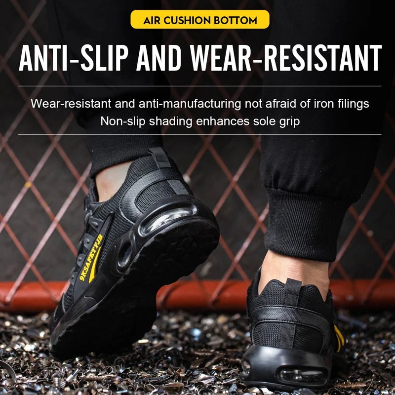 Men's Rotating Button Safety Shoes Steel Toe Work Sneakers Indestructible Shoes Puncture - Proof work Boots Air Cushion Men Boots - Tactinest.com