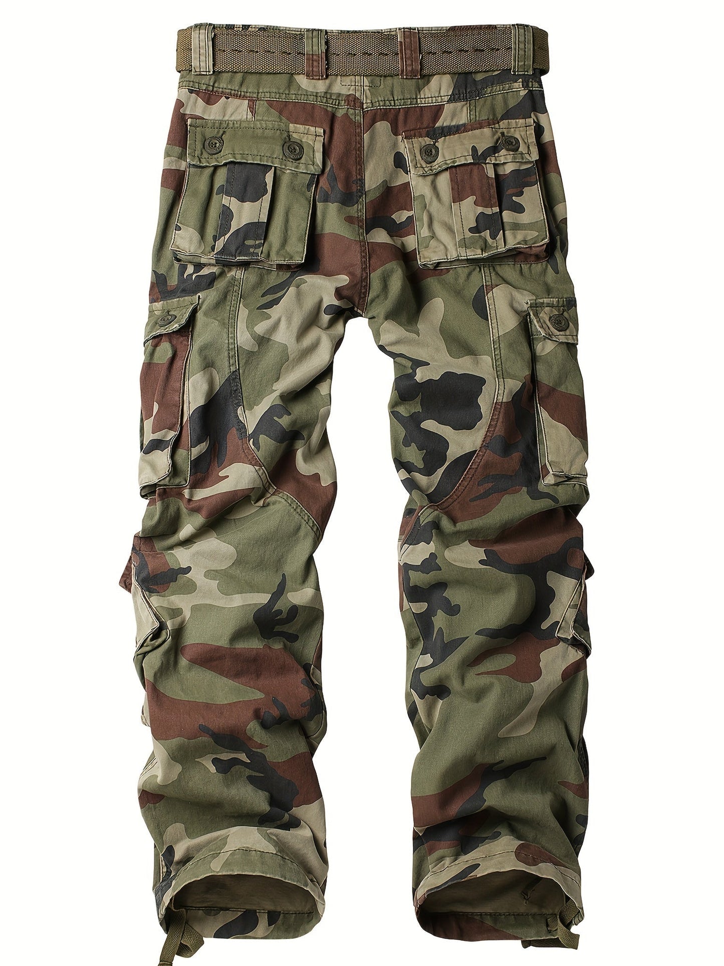 Men's Tactical Camo Cargo Pants - Overalls with Multi Flap Pockets, Loose Fit, and Durable Fabric for Outdoor Enthusiasts - Perfect for Hiking, Fishing, and Camping Adventures - Tactinest.com