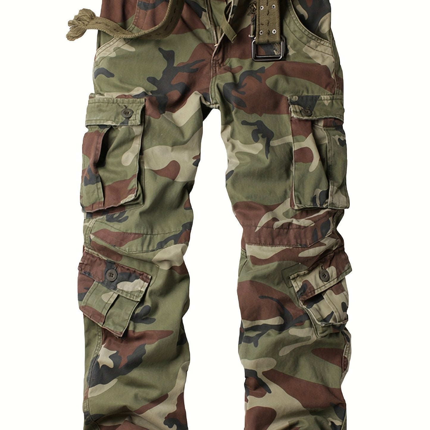 Men's Tactical Camo Cargo Pants - Overalls with Multi Flap Pockets, Loose Fit, and Durable Fabric for Outdoor Enthusiasts - Perfect for Hiking, Fishing, and Camping Adventures - Tactinest.com