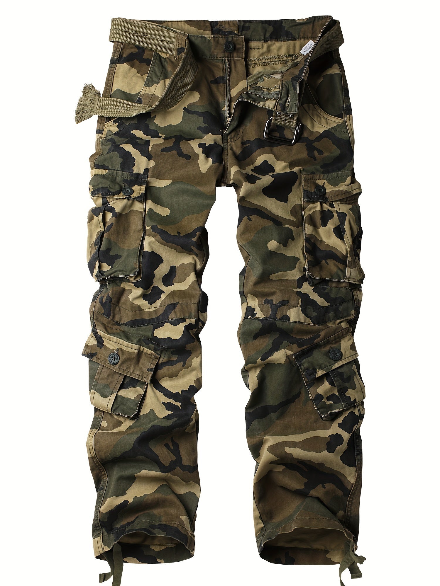 Men's Tactical Camo Cargo Pants - Overalls with Multi Flap Pockets, Loose Fit, and Durable Fabric for Outdoor Enthusiasts - Perfect for Hiking, Fishing, and Camping Adventures - Tactinest.com