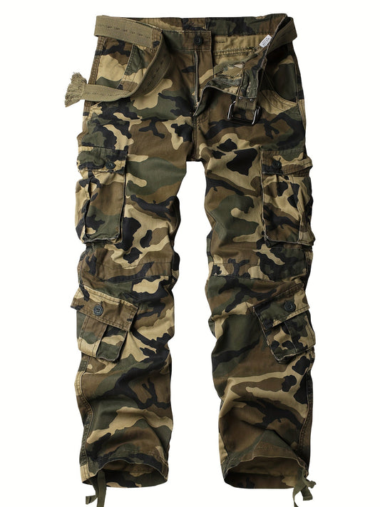 Men's Tactical Camo Cargo Pants - Overalls with Multi Flap Pockets, Loose Fit, and Durable Fabric for Outdoor Enthusiasts - Perfect for Hiking, Fishing, and Camping Adventures - Tactinest.com