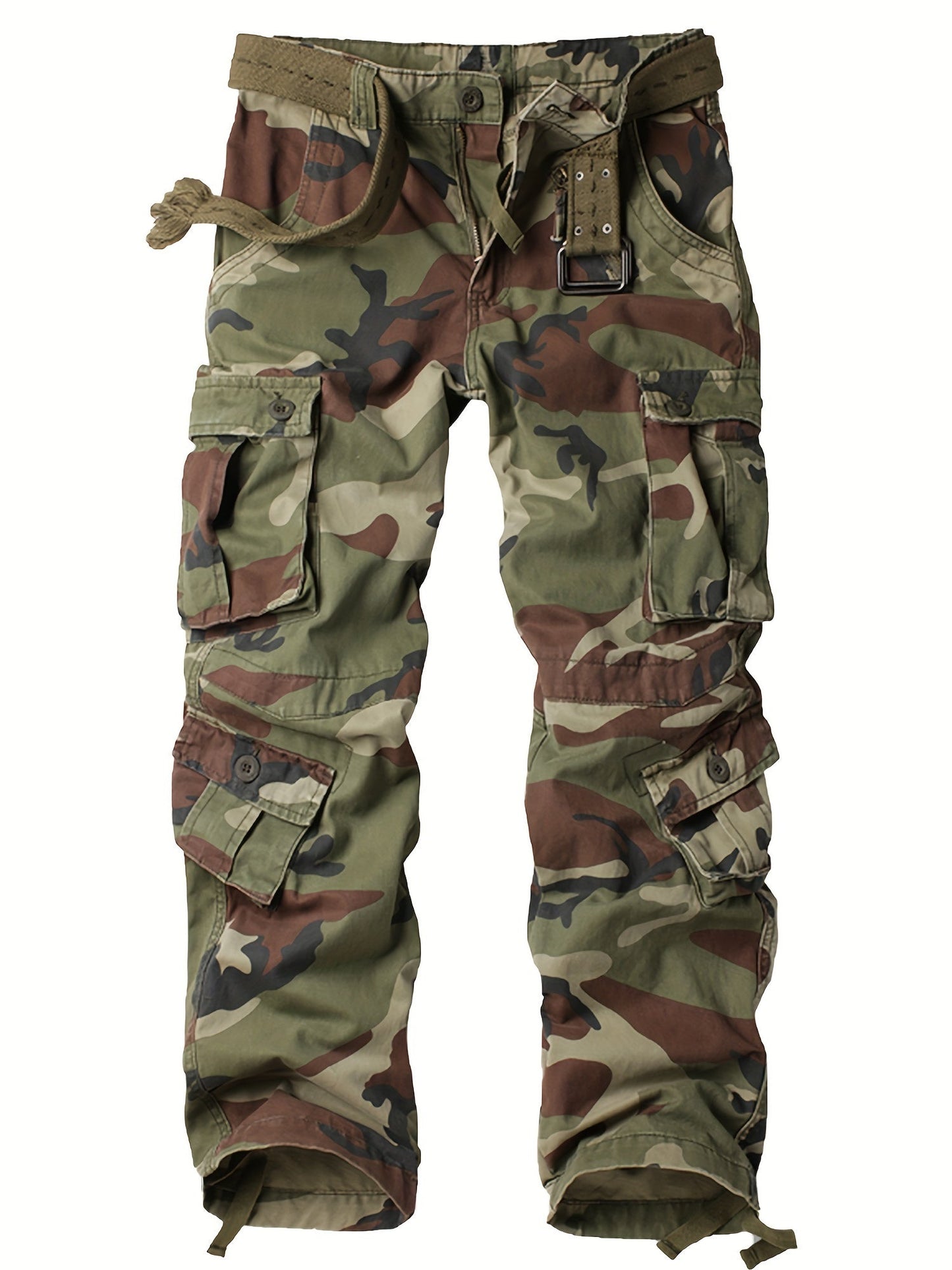 Men's Tactical Camo Cargo Pants - Overalls with Multi Flap Pockets, Loose Fit, and Durable Fabric for Outdoor Enthusiasts - Perfect for Hiking, Fishing, and Camping Adventures - Tactinest.com