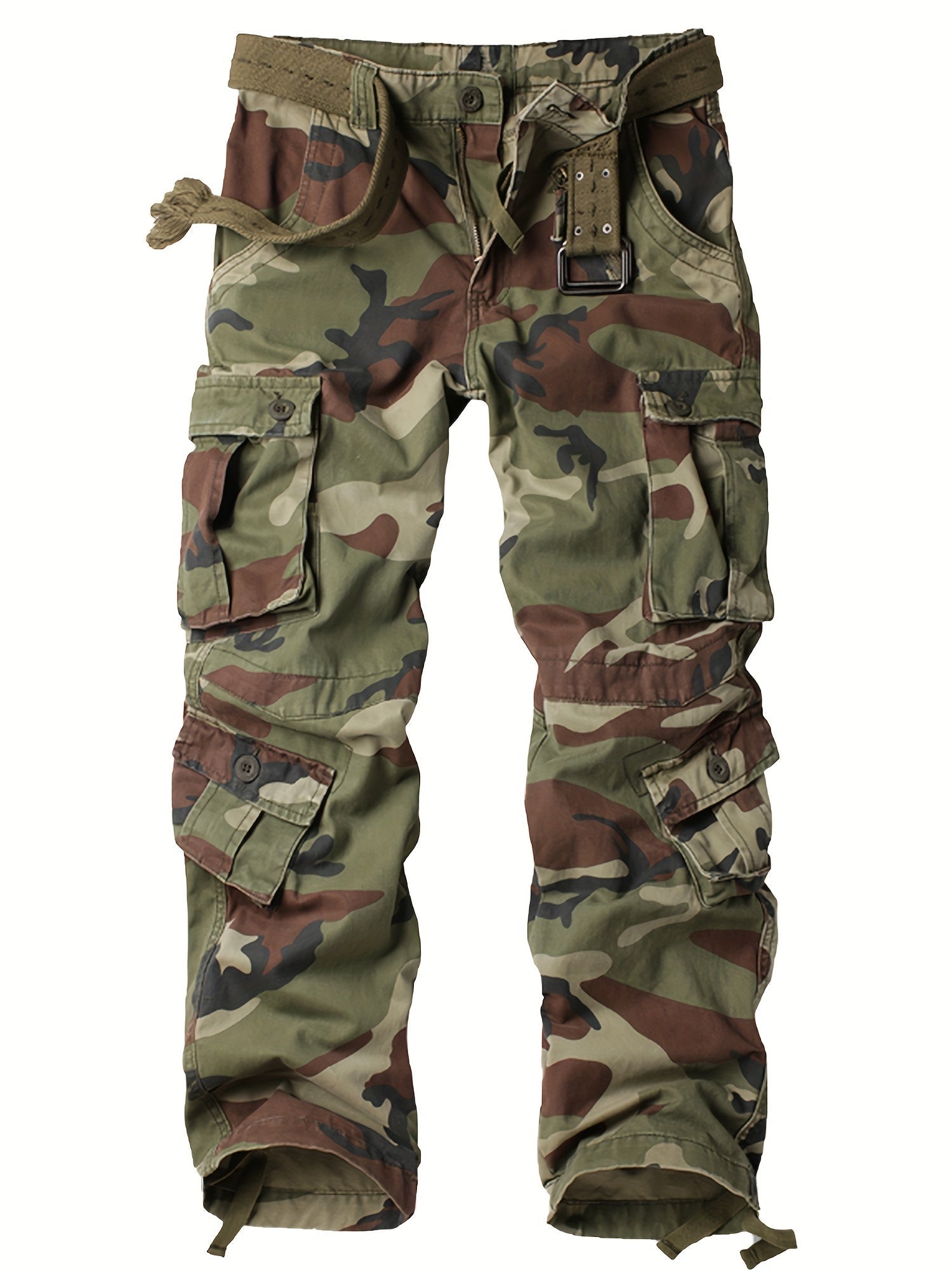 Men's Tactical Camo Cargo Pants - Overalls with Multi Flap Pockets, Loose Fit, and Durable Fabric for Outdoor Enthusiasts - Perfect for Hiking, Fishing, and Camping Adventures - Tactinest.com
