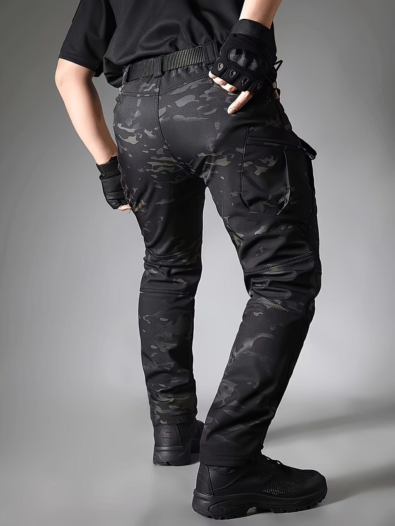 Men's Tactical Camouflage Set, Lightweight Polyester Softshell Jacket with Hood, Warm Fleece Lined Pants, Multi - Pocket Outdoor Gear for Hiking, Camping, Hunting, Running, Training, Casual Wear - Tactinest.com