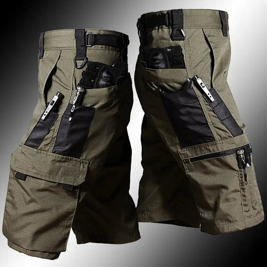 Military Green Outdoor Work Pants Men's Camouflage Solid Color Training Shorts Summer Multi Mouth Bag Military Style Shorts - Tactinest.com