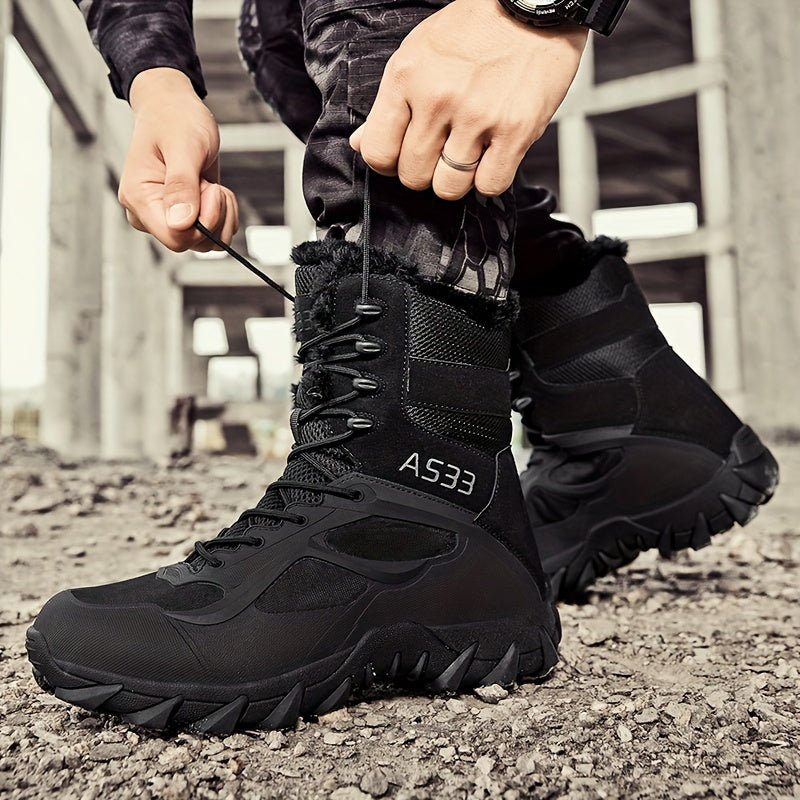 Non - slip Men's Tactical Hiking Boots, Wear - resistant Winter Outdoor Camping Trekking Shoes for Snow - Tactinest.com