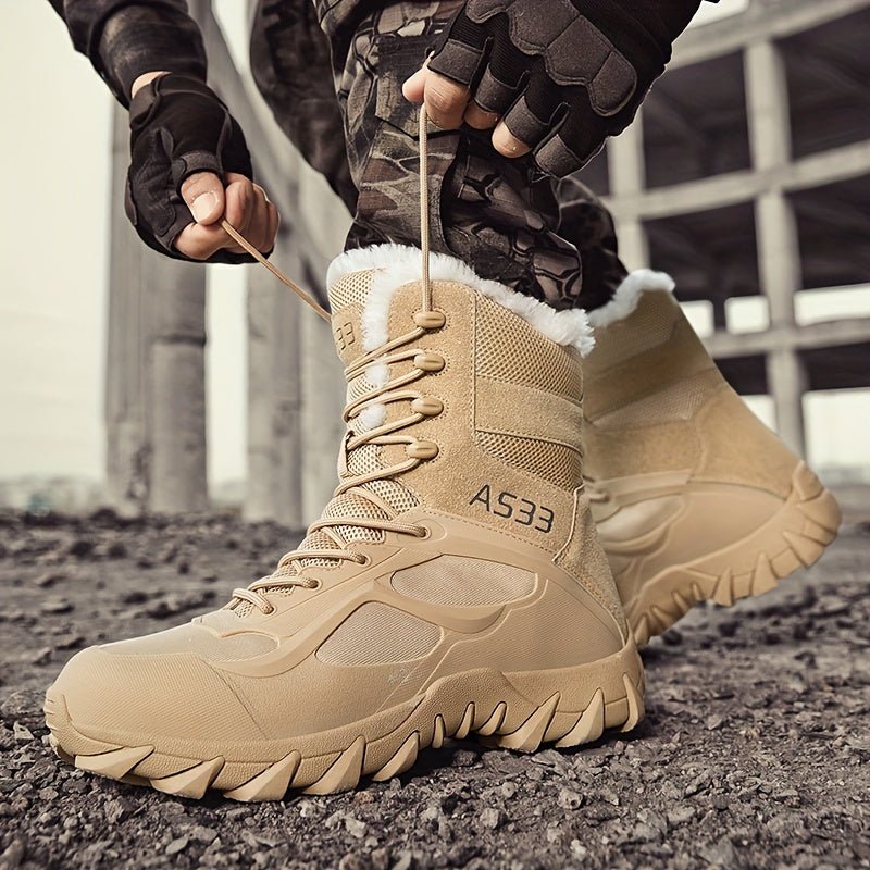 Non - slip Men's Tactical Hiking Boots, Wear - resistant Winter Outdoor Camping Trekking Shoes for Snow - Tactinest.com