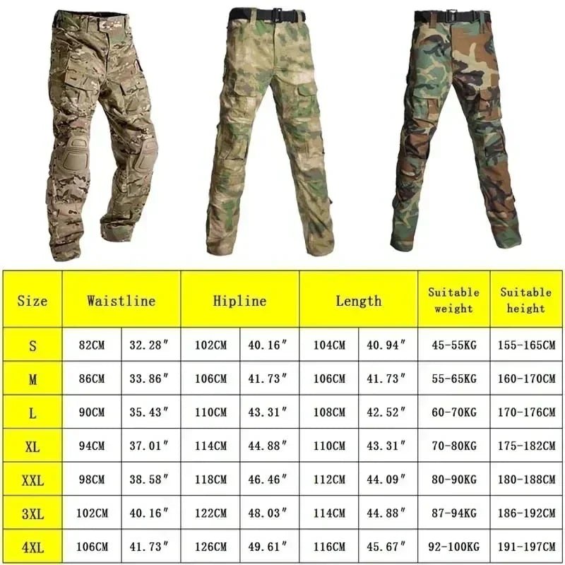 Outdoor Men Combat Pants +Knee Pads Tactical Pant Hiking Camo Pants Working Hunting Clothes Wear Resistant Multi - pocket - Tactinest.com