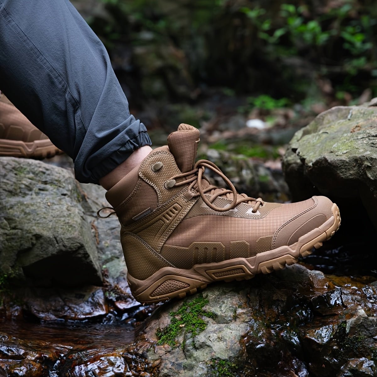 [Tactical Hiking Boots] Lightweight, Breathable Men's Tactical High - Top Hiking Boots | Non - Slip, Durable, Sleek Boot Design, Antislip Sole for Outdoor Adventures, Trekking, and Casual Wear - Tactinest.com