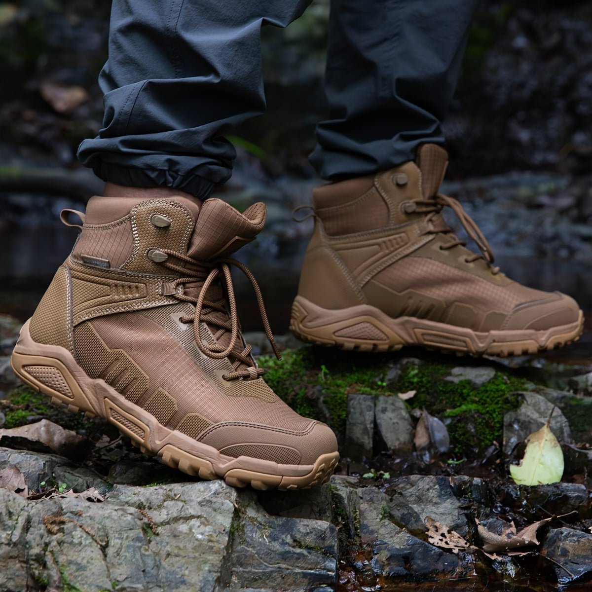 [Tactical Hiking Boots] Lightweight, Breathable Men's Tactical High - Top Hiking Boots | Non - Slip, Durable, Sleek Boot Design, Antislip Sole for Outdoor Adventures, Trekking, and Casual Wear - Tactinest.com