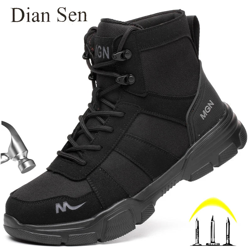 Work Boots Indestructible Safety Shoes Men Steel Toe Shoes Puncture - Proof Sneakers Women Non Slip Work Shoes Male Tactical Boots - Tactinest.com